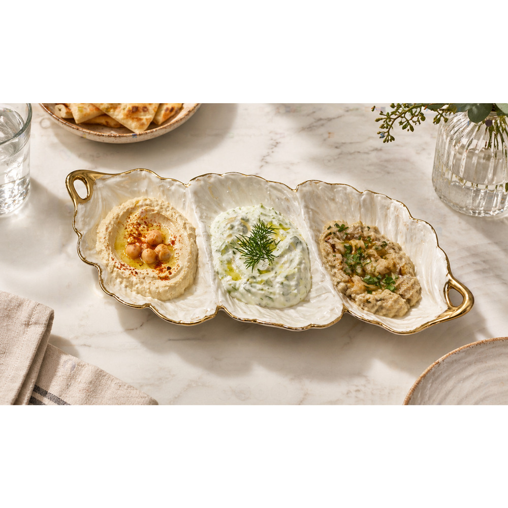 Lenox Triple "LEAF" 3 Section Divided Serving Tray
